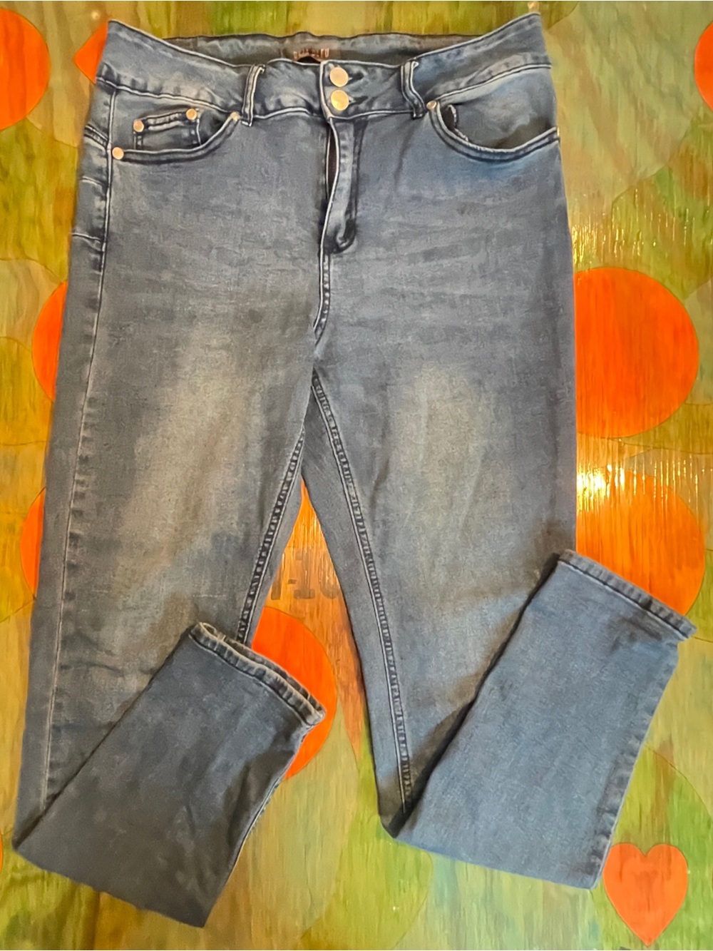 Deja Bleu Premium Jeans Womens Size 20 Blue Denim Skinny Casual Double Button Zi